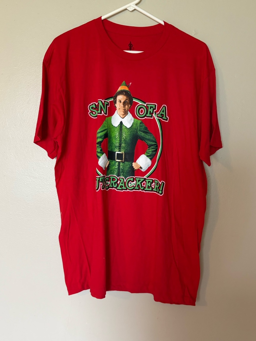 ELF Red Short-Sleeve Graphic Tee with Green Elf Print